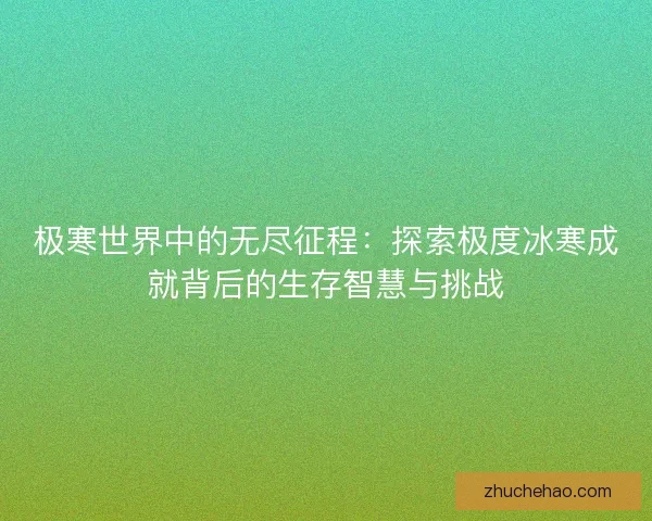 极寒世界中的无尽征程：探索极度冰寒成就背后的生存智慧与挑战