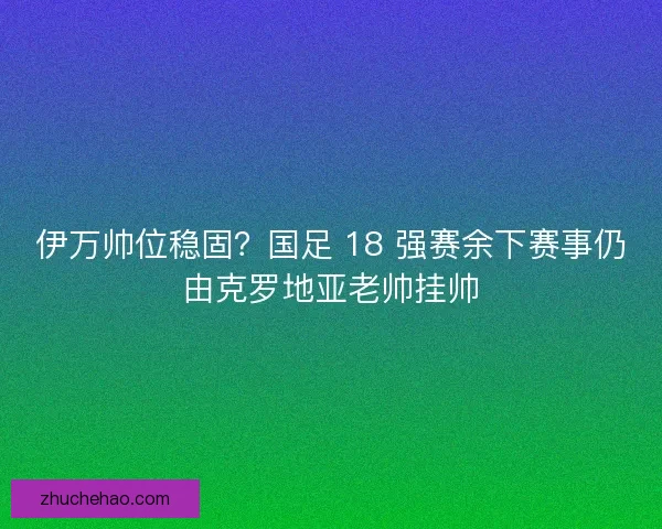 伊万帅位稳固？国足 18 强赛余下赛事仍由克罗地亚老帅挂帅