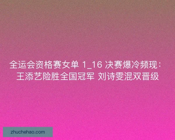 全运会资格赛女单 1_16 决赛爆冷频现：王添艺险胜全国冠军 刘诗雯混双晋级