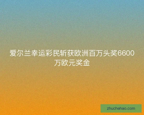 爱尔兰幸运彩民斩获欧洲百万头奖6600万欧元奖金